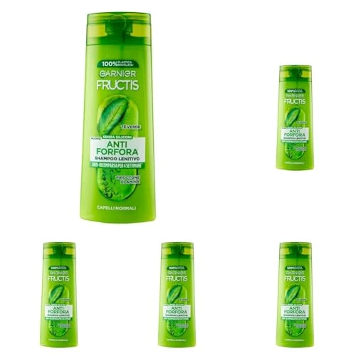 Offerta a tempo: Garnier Fructis Shampoo Lenitivo, Per Capelli Normali, Azione Antiforfora, Con Tè Verde e Piroctone Olamina, 250 ml (Confezione da 5) - 40% da 14.95 € a 8.95 €