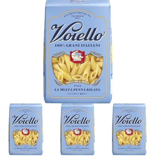 Offerta a tempo: Voiello Pasta Mezze Penne Rigate n.154, 500g, Grani 100% Italiani, Trafilatura Al Bronzo (Confezione da 4) - 40% da 5.96 € a 3.56 €