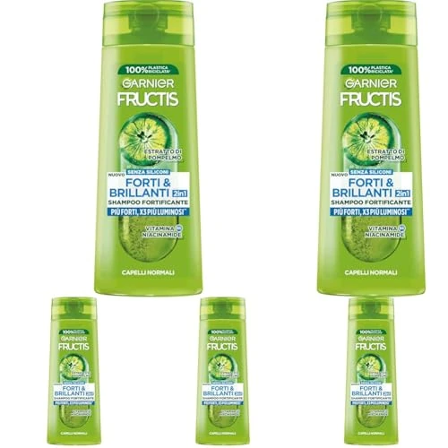 Offerta a tempo: Garnier Fructis Shampoo Fortificante, Per Capelli Normali, Per Capelli Forti e Luminosi, Con Estratto di Pompelmo e Vitamina B6, Forti & Brillanti, 250 ml (Confezione da 5) - 33% da 14.95 € a 9.95 €