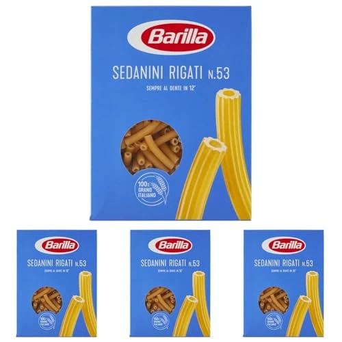 Offerta a tempo: Barilla Pasta Sedanini Rigati di Grano Duro, 500g (Confezione da 4) - 48% da 4.56 € a 2.36 €