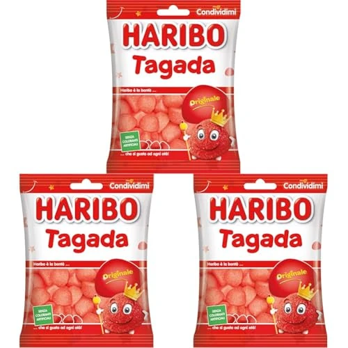 Offerta a tempo: Haribo Tagada, Caramelle Gommose, Gusto Frutta, Ideali per Feste e Dolci Momenti Di Relax - 175gr (Confezione da 3) - 25% da 4.77 € a 3.57 €