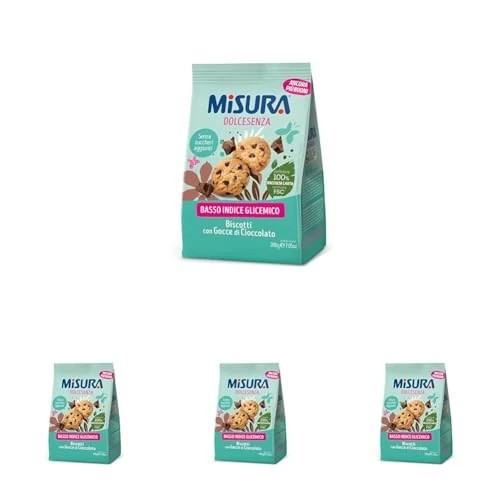 Misura Dolcesenza a Basso Indice Glicemico Frollini con Gocce di Cioccolato | Biscotti con Gocce di Cioccolato | Confezione da 800 grammi