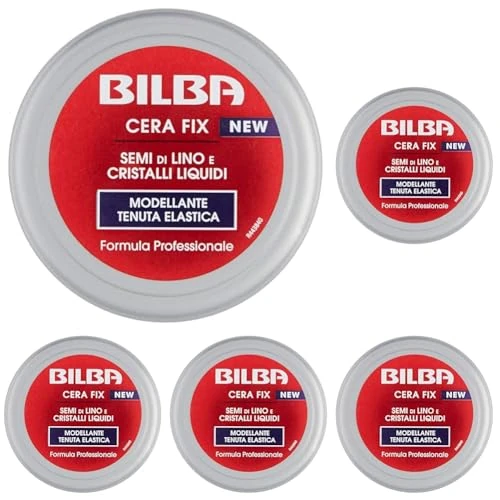 Offerta a tempo: Bilba, Cera con Semi di Lino e Cristalli Liquidi, Cera Fix Modellante a Tenuta Elastica - Formula Professionale - Dona Volume e Lucentezza, Ideale per Fissare l'Acconciatura - 100ml (Confezione da 5) - 45% da 17.95 € a 9.95 €