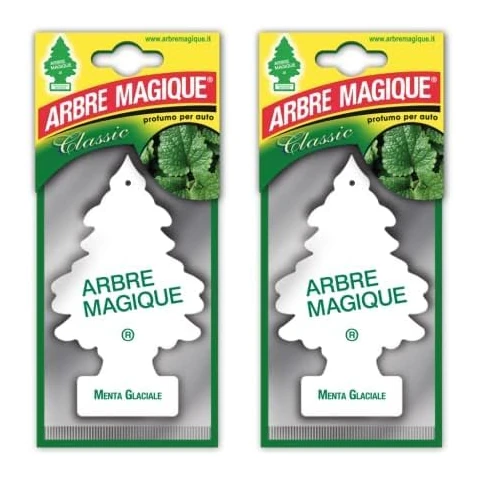 Offerta a tempo: Arbre Magique Mono, Profumatore Auto, Fragranza Menta Glaciale, Profumazione Intensa e Balsaminca, Durata fino a 7 Setttimane, Made in Italy, Confezione da 2 Pezzo - 35% da 6.10 € a 3.98 €