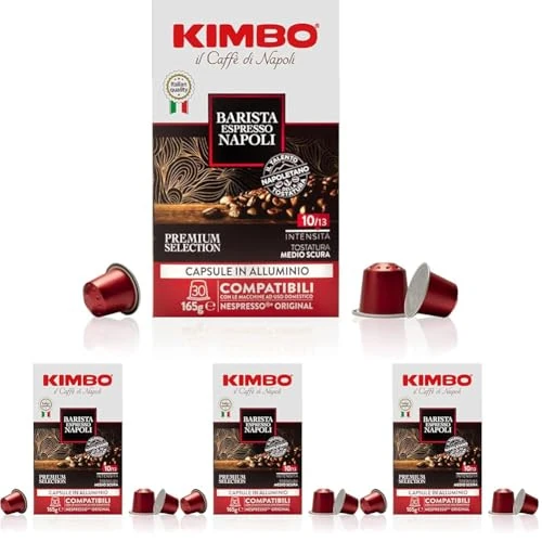 Kimbo Capsule Compatibili Nespresso* Original in Alluminio - 30 Capsule - Barista Espresso Napoli (Confezione da 4)