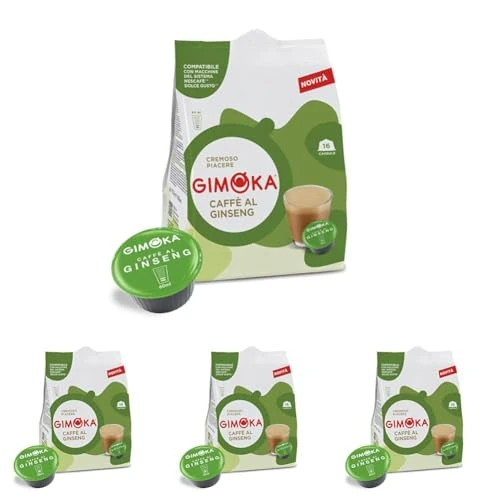Gimoka - 16 Capsule Compatibili con Macchinetta Caffè Nescafé®* Dolce Gusto®* - Caffè al Ginseng – Made in Italy (Confezione da 4)