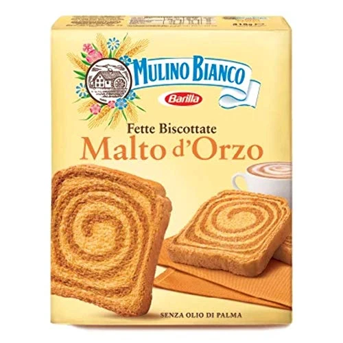 Mulino Bianco Fette Biscottate al Malto D'Orzo, Senza Olio di Palma - 315 g (Confezione da 6)