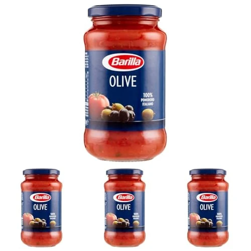 Offerta a tempo: Barilla Sugo Pronto di Pomodoro 100% Italiano con Olive Nere, Olive Verdi e Olio Extravergine d'Oliva, 400g (Confezione da 4) - 44% da 11.24 € a 6.28 €