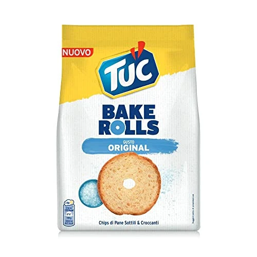 Tuc Bake Rolls, Gusto Original, Chips di Pane Cotte al Forno, Sottili e Croccanti, 150g (Confezione da 6)