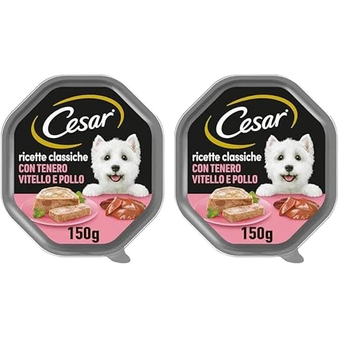 Offerta a tempo: Cesar Ricette Classiche Tenero Paté con Vitello e Pollo - 14 vaschette (Confezione da 2) - 44% da 32.58 € a 18.20 €