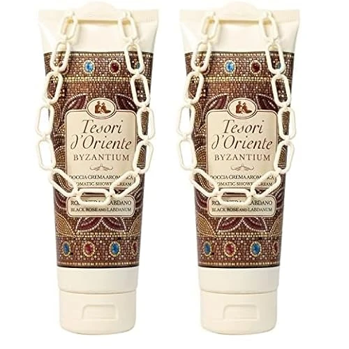 Tesori d'Oriente - Doccia Crema Byzantium dalle Note di Rosa Nera e Labdano, Deterge la Pelle e Dona Nutrizione e Idratazione, 250ml (Confezione da 2)