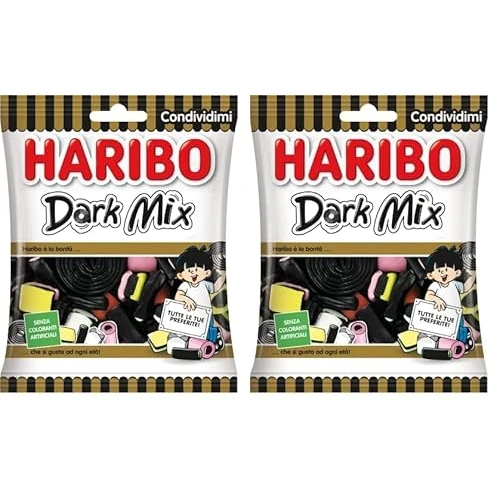 Offerta a tempo: Haribo Dark Mix, Caramelle Gommose Miste, Gusto Liquirizia, Ideali Per Feste E Dolci Momenti Di Relax - 175gr (Confezione da 2) - 28% da 3.30 € a 2.38 €