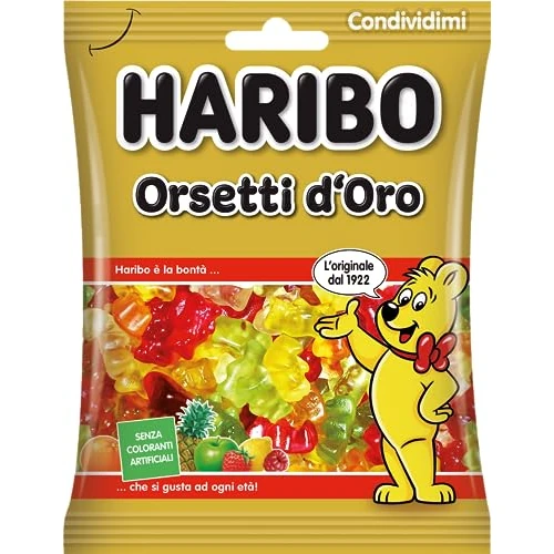 Haribo Orsetti d'Oro, Caramelle Gommose, Gusto Frutta, Ideali Per Feste E Dolci Momenti Di Relax - 265gr (Confezione da 6)