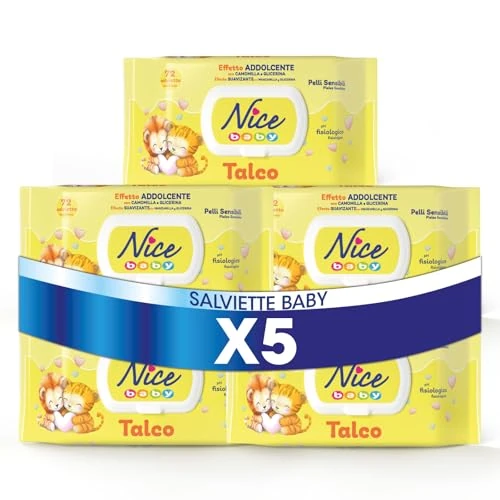 Offerta a tempo: Nice Baby Talco Salviette per Cambio Pannolino, con Camomilla e Glicerina ad Effetto — 15% da 5,00 € a 4,25 €