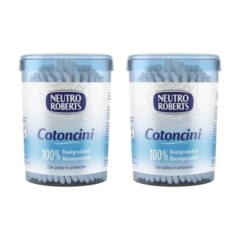 Offerta a tempo: Neutro Roberts, Cotoncini con Box Salva Igiene, Cotton Fioc Morbidi e 100% Biodegradabili con Astina in Cartoncino, Adatti per Bambini - Confezione da 200 Pezzi - 7% da 3.00 € a 2.79 €