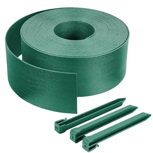 Offerta a tempo: VOUNOT® Bordo Giardino Flessibile, Bordi Aiuole PE Bordura per Prato con Picchetti di Fissaggio, Lunghezza 20m Altezza 13cm Spessore 3mm, Verde - 11% da 45.99 € a 41.16 €