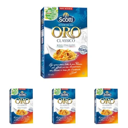 Riso Scotti - Riso Oro Classico - Parboiled Riso per Risotto e Insalate - 1 kg (Confezione da 4)
