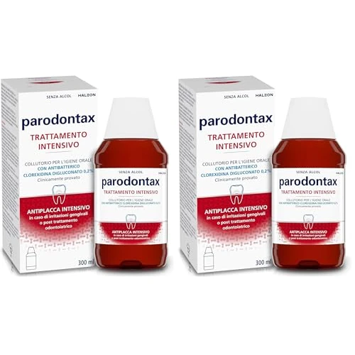 Offerta a tempo: Parodontax Collutorio Clorexidina Trattamento Intensivo, Azione antibatterica e antiplacca per igiene dentale, uso quotidiano, senza alcol, 300 ml (Confezione da 2) - 40% da 19.98 € a 11.98 €