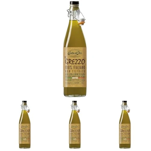 Costa d'Oro – Il Grezzo Olio extravergine di oliva non filtrato (Confezione da 4)