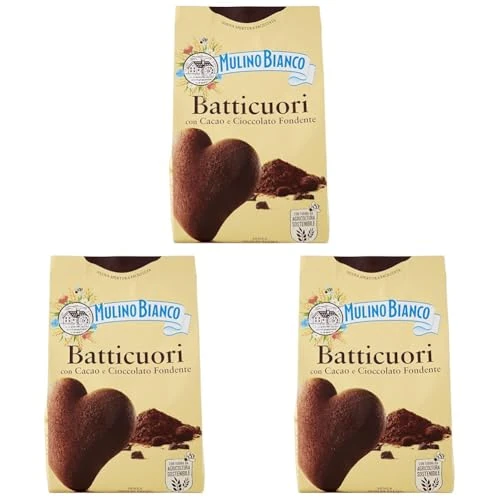 Offerta a tempo: Mulino Bianco Biscotti Frollini Batticuori con Cacao e Cioccolato, Senza Olio di Palma, Colazione Ricca di Gusto, 350 g (Confezione da 3) - 42% da 9.27 € a 5.37 €