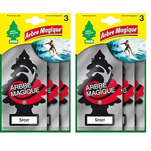 Arbre Magique, Profumatore Auto, Fragranza Sport, Profumazione Intensa e Strutturata, Durata fino a 7 Settimane, Made in Italy, Formato Multipack da 3 Pezzi (Confezione da 2)