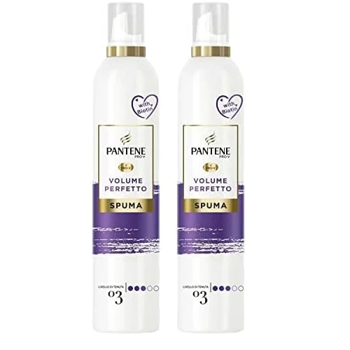Pantene Pro-V Spuma Volume Perfetto, Nutriente E Termoprotettiva, Con Biotina, Corposità E Morbidezza Per Tutto Il Giorno, Senza Effetto Cartone, 200 ML (Confezione da 2)