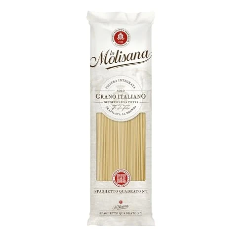 La Molisana, Spaghetto Quadrato n. 1, Pasta da Solo Grano Italiano - Trafilata al Bronzo, Ruvida e Tenace con Eccellente Tenuta in Cottura - Confezione da 5000g