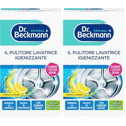 Offerta a tempo: Dr. Beckmann Pulitore Lavatrice Igienizzate, Prodotto cura lavatrice con carboni attivi, Rimuove odori spiacevoli, 250 g, Confezione da 2 - 14% da 7.58 € a 6.55 €