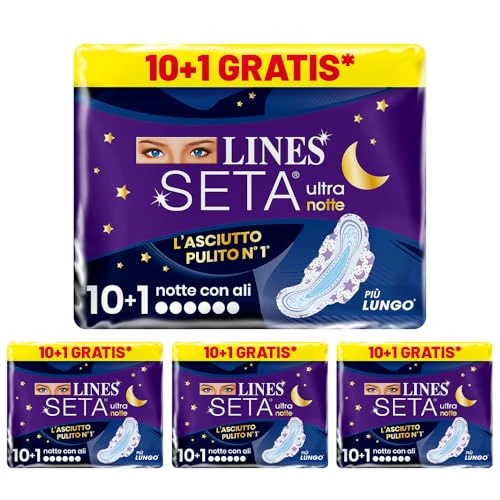 Offerta a tempo: Lines Seta Ultra Notte, 11 Pezzi (Confezione da 4) — 28% da 11,16 € a 8,00 €
