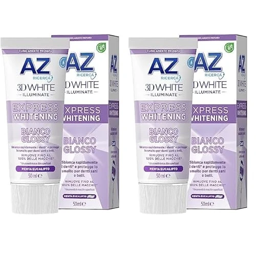 AZ Dentifricio 3DWhite Illuminate Express Whitening Bianco Glossy 50ml. 1 Dentifricio (Confezione da 2)