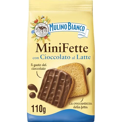 Mulino Bianco Mini Fette con Cioccolato al Latte, per una Pausa Golosa Quando e Dove Vuoi, 110 g (Confezione da 6)