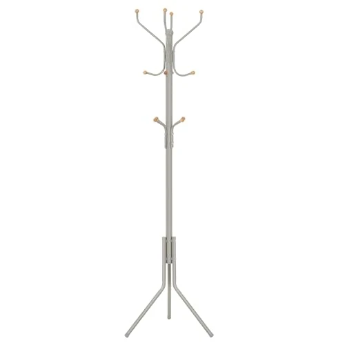 SONGMICS Kapstok standaard, kapstok, metalen hal boom, vrijstaand, 49 x 182 cm, 12 haken, voor kleding, hoeden, tassen, cuppuccino beige RCR019K01