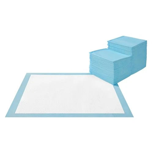 Feandrea Welpen-Unterlagen 100er Set, für Hunde und Welpen, Puppy Pads, Trainingspads, auslaufsicheres Design, schnell trocknend, 60 x 45 cm, blau-weiß PTD046W01