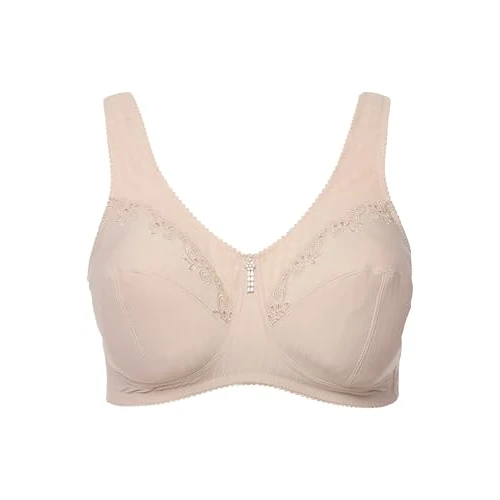 Limited-time offer: Ulla Popken Womenswear Plus Size Curvy Kelly Pinstripe Support Bra Pearl White 46B 658495650-105B from 28.00 GBP to 28.00 GBP (save 0%)