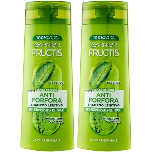 Garnier Fructis Shampoo Lenitivo, Per Capelli Normali, Azione Antiforfora, Con Tè Verde e Piroctone Olamina, 250 ml