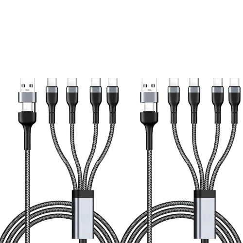 MultiUSB C Splitter Kabel USB Typ C Schnellladung Sync 2pcs 1.2m 4 in 2 Ladekabel mit 4 TypC Anschlüsse Kompatibel mit iPhone 15 Samsung Galaxy S24 S23 Ultra vielen weitere Geräte