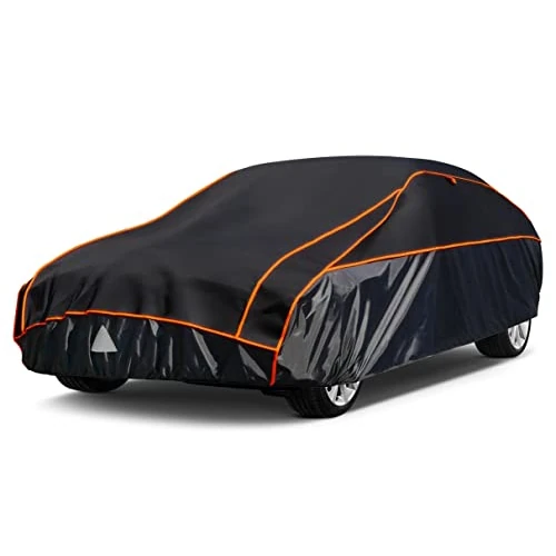 Tijdelijke aanbieding: kayme hagelbescherming dekzeil auto autohoes waterdicht ademend. Auto hagel bescherming garage, dekzeil voor hagel zon regen bescherming, volledige garage voor limousine (430 tot 450 cm) zwart van 169.96 € naar 169.96 € (0.00% korti