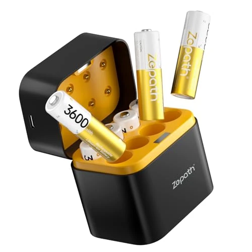 Offerta a tempo: Zepath 8PCS 1,5V AA Lithium Batterie Ricaricabili con Caricabatterie 8 Slot, 3600mWh Dobbia A Batterie Ricaricabili con 2000+Tech, Ricarica & stoccaggio in Uno - 25% da 39.99 € a 29.99 €