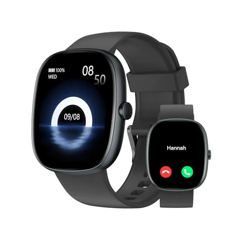 HUAKUA Montre Connectée Homme Femme Smartwatch Appel Bluetooth Montre Sport Cardiofréquencemètre Oxymetre SPO₂ Notification pour Android iOS Montre Podometre Etanche IP68 100+ Mode Sport Sommeil Noir