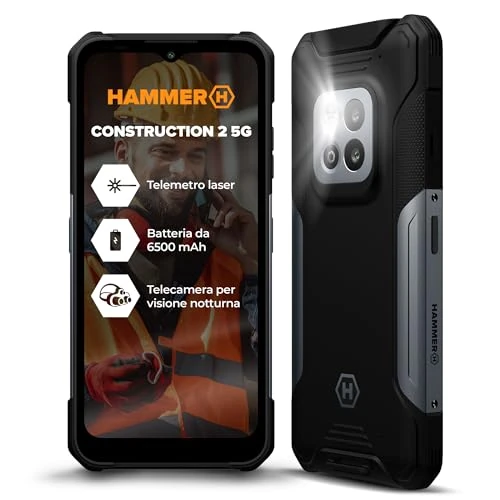 Offerta a tempo: Hammer Construction 2 5G smartphone ultra-robusto IP69, righello laser da 50 m, 6+8 GB RAM, Android 14, fotocamera da 50 MP con modalità visione notturna, batteria da 6500 mAh con funzione power bank - 0.00% da 339.00 € a 339.00 €