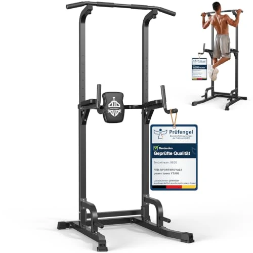Offerta a tempo: Sportsroyals Barra per trazioni, stazione multifunzione Power Tower Dip Station con copertura regolabile per piedi per palestra domestica, 181,4 kg - 30% da 189.99 € a 132.99 €