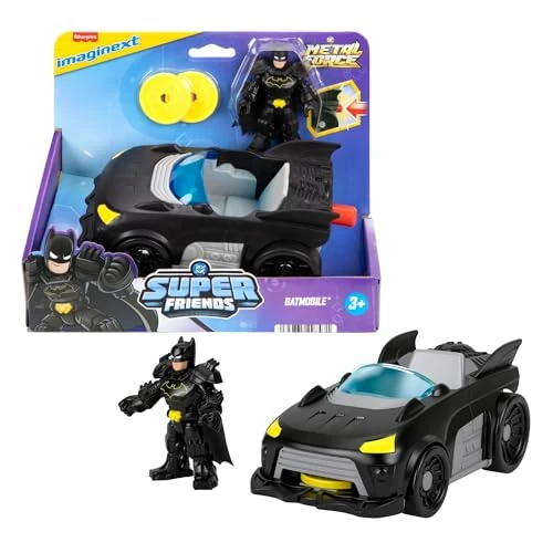 Limited offer: Fisher-Price Imaginext DC Super Friends Metal Force Batmobile Toy Car, 3-inch Batman Action Figure & Accessories Set, Includes Launcher & 2 Discs from 16.19 EUR to 16.19 EUR (save 0%)
