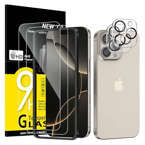 Offre limitée : NEW'C Kit de 4, 2 x Verre Trempé pour iPhone 16 Pro (6,3 Pouces) et 2 x Protection Caméra Arrière - Anti Rayures - sans Bulles d'air -Ultra Résistant - Dureté 9H Glass de 7.89 EUR à 7.89 EUR (remise 0%)