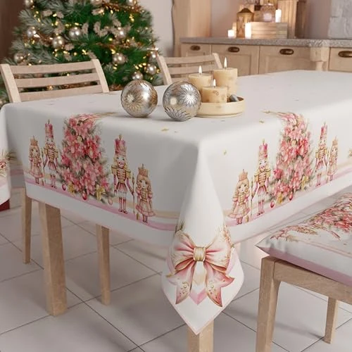 Offre limitée : PETTI Artigiani Italiani - Nappe de Noël Anti-Taches Rectangulaire Couvre-Table pour Cuisine, Motif Casse-Noisette Rose X24 Places (140 x 450 cm) 100% fabriquée en Italie de 44.90 € à 44.90 € (0.00% de remise)