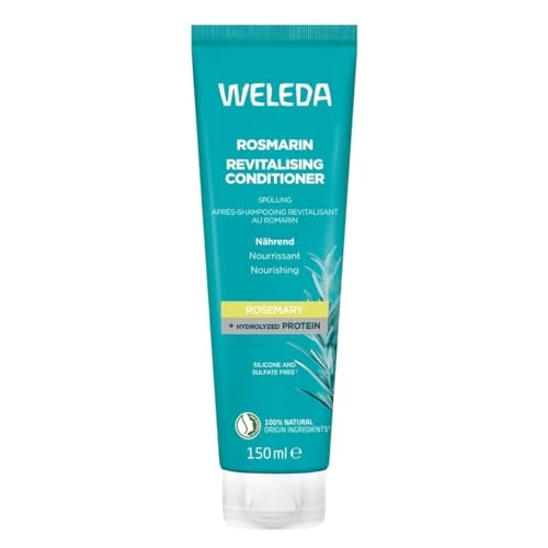 WELEDA Après-Shampooing Revitalisant au Romarin – Nourrit Sans Alourdir, Donne du Volume, avec des Protéines Hydrolysées, Sans Silicone ni Sulfates, Romarin Bio, Jojoba, Vegan NATRUE, 150ml