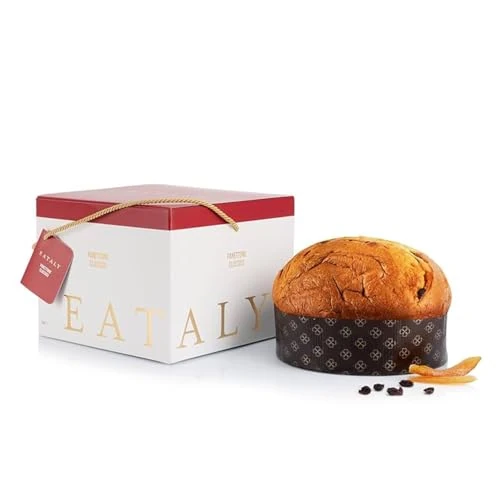 Eataly Klassische Panettone Hefe 1 kg – Weihnachtssüßigkeit mit Rosinen und kandierter Orange – Elegante Geschenkbox mit Signatur Eataly