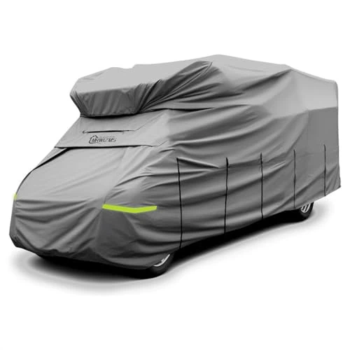 MRWIZMS Pokrowiec na samochód kempingowy: Wysokiej jakości, trwała i odporna na zużycie plandeka kempingowa zapewnia solidną ochronę Twojego kampera. Łatwy w montażu i demontażu.