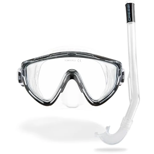 Offerta a tempo: Cressi Tinetto & Mini Island Clear/Black - Combo Set Snorkeling Junior Maschera Tinetto e Snorkel Mini Island, Trasparente/Nero, Taglia Unica - 44% da 17.99 € a 9.99 €