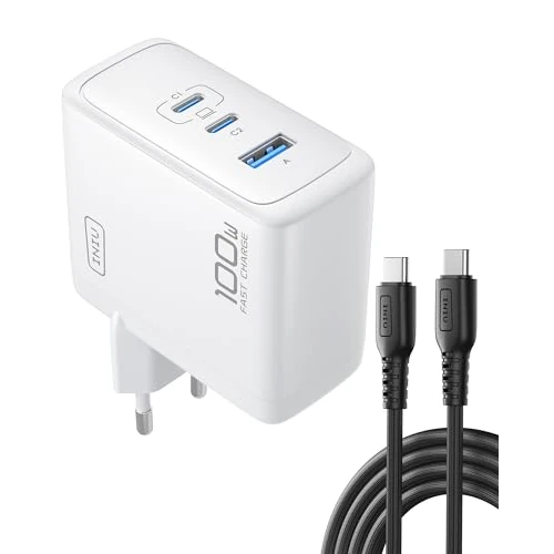 INIU Chargeur USB C 100 W GaN 3 ports avec câble USB C, bloc d'alimentation multiple PD 3.0 pour MacBook iPad Pro Air, iPhone 16 15 14 Pro Max Plus, Galaxy S25 S24 Ultra, Steam Deck, Google, etc