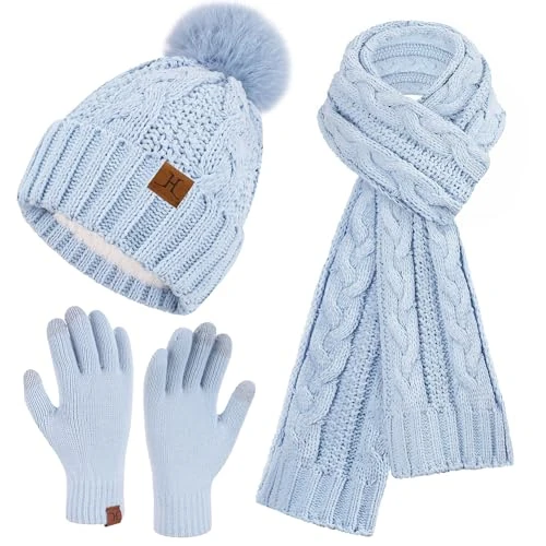 Limitiertes Angebot: ZASFOU Damen Winter Mütze Schal Touchscreen Handschuhe Set Thermo Chenille Strickmütze Beanie Wintermütze Schals Winterschal Winterhandschuhe Geschenk für Frauen von 33.99 EUR auf 26.00 EUR (Spare 24%)